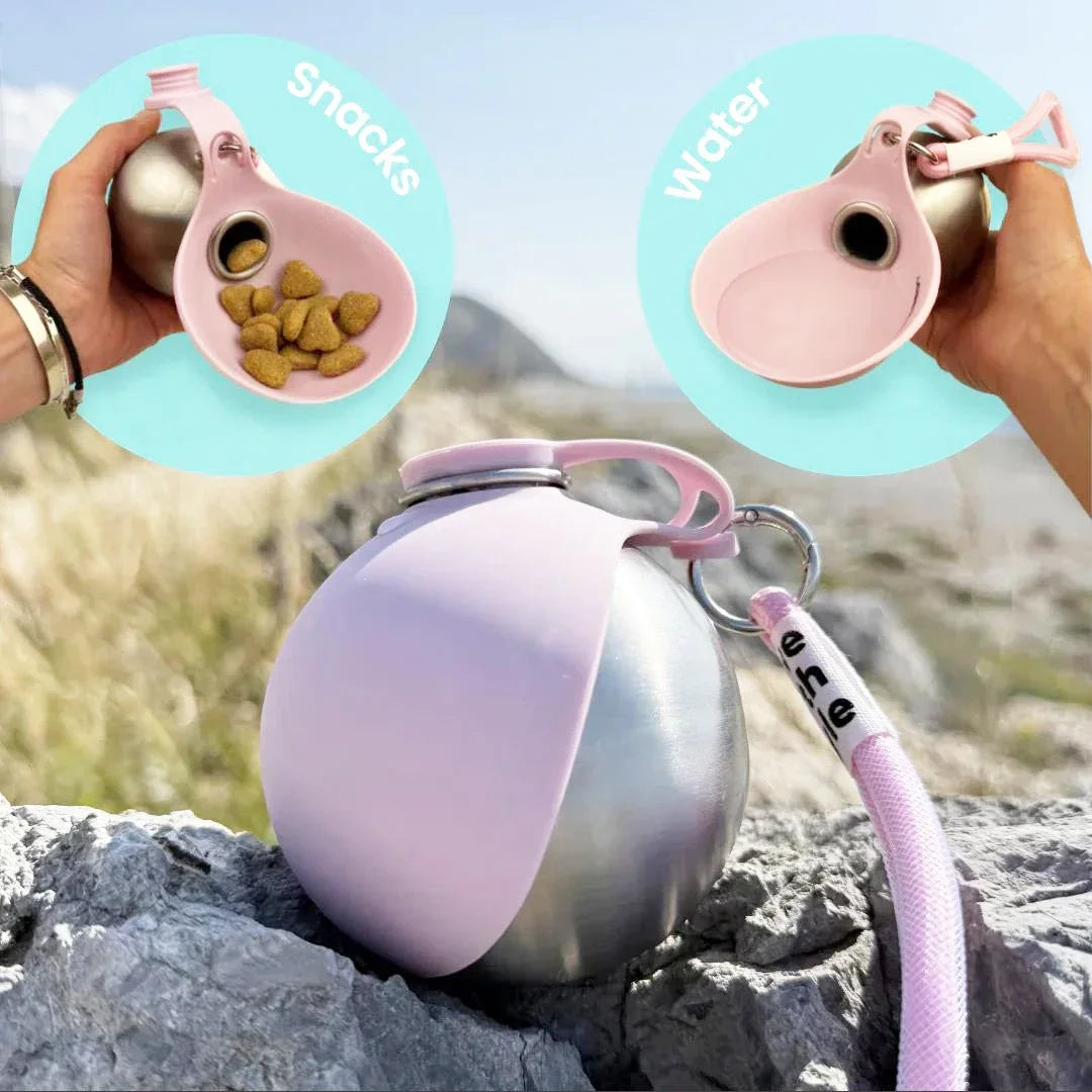 Portable Dog Water Bottle with Bowl 304 Stainless Steel Pet Travel Water Bottle Food Grade Silicone Drinking Cup for Dogs Cats