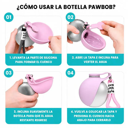Portable Dog Water Bottle with Bowl 304 Stainless Steel Pet Travel Water Bottle Food Grade Silicone Drinking Cup for Dogs Cats