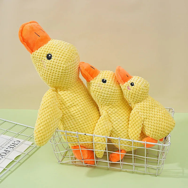 Bite Resistant Plush Dog Toy Duck Shape Interactive Chew Proof Teeth Cleaning Boredom Relief for Large Puppies Adult Dog Durable