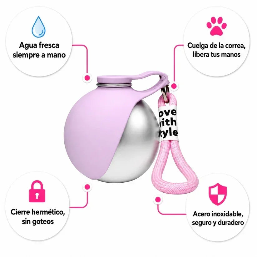 Portable Dog Water Bottle with Bowl 304 Stainless Steel Pet Travel Water Bottle Food Grade Silicone Drinking Cup for Dogs Cats
