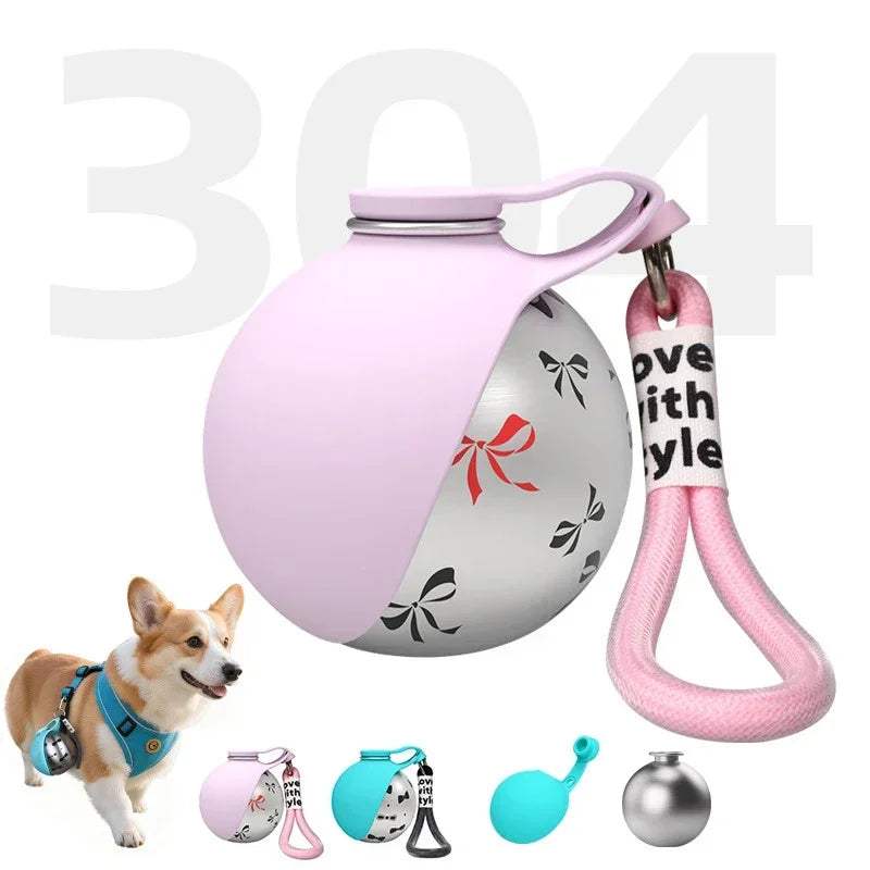 Portable Dog Water Bottle with Bowl 304 Stainless Steel Pet Travel Water Bottle Food Grade Silicone Drinking Cup for Dogs Cats